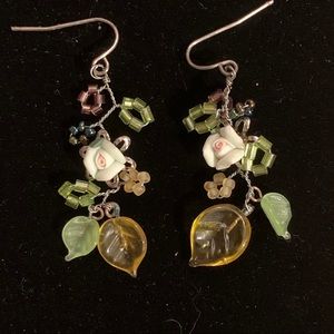Vintage beaded rose earrings
